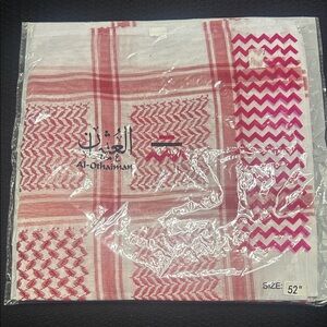 Red and White Unisex Luxury Shemagh Keffiyeh Scarf